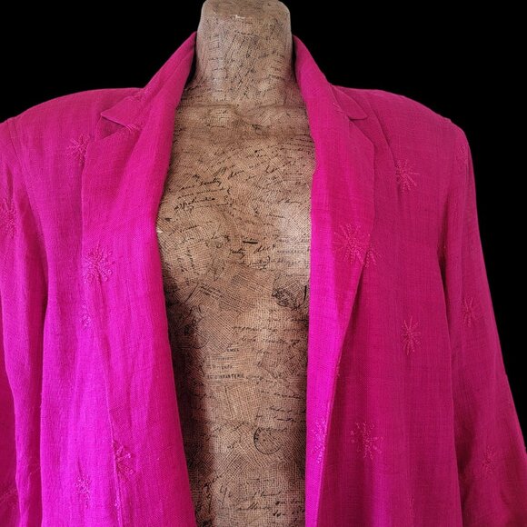 Vtg Woven Silk Blazer Jacket With Embroidered Starburst Design Size XL - Picture 2 of 9